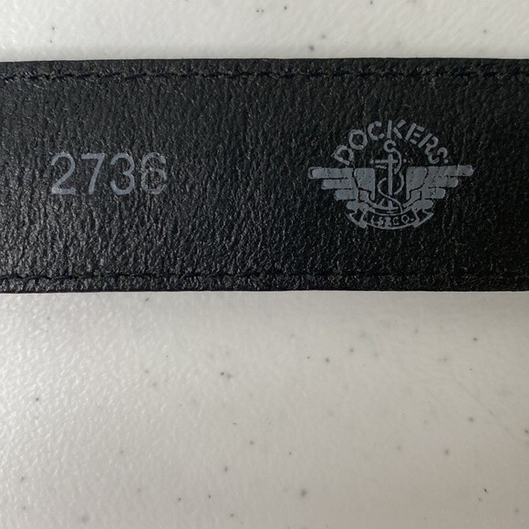 Dockers Black Top Grain Leather Woven Textured Belt Solid Brass Buckle Durable - Picture 4 of 12